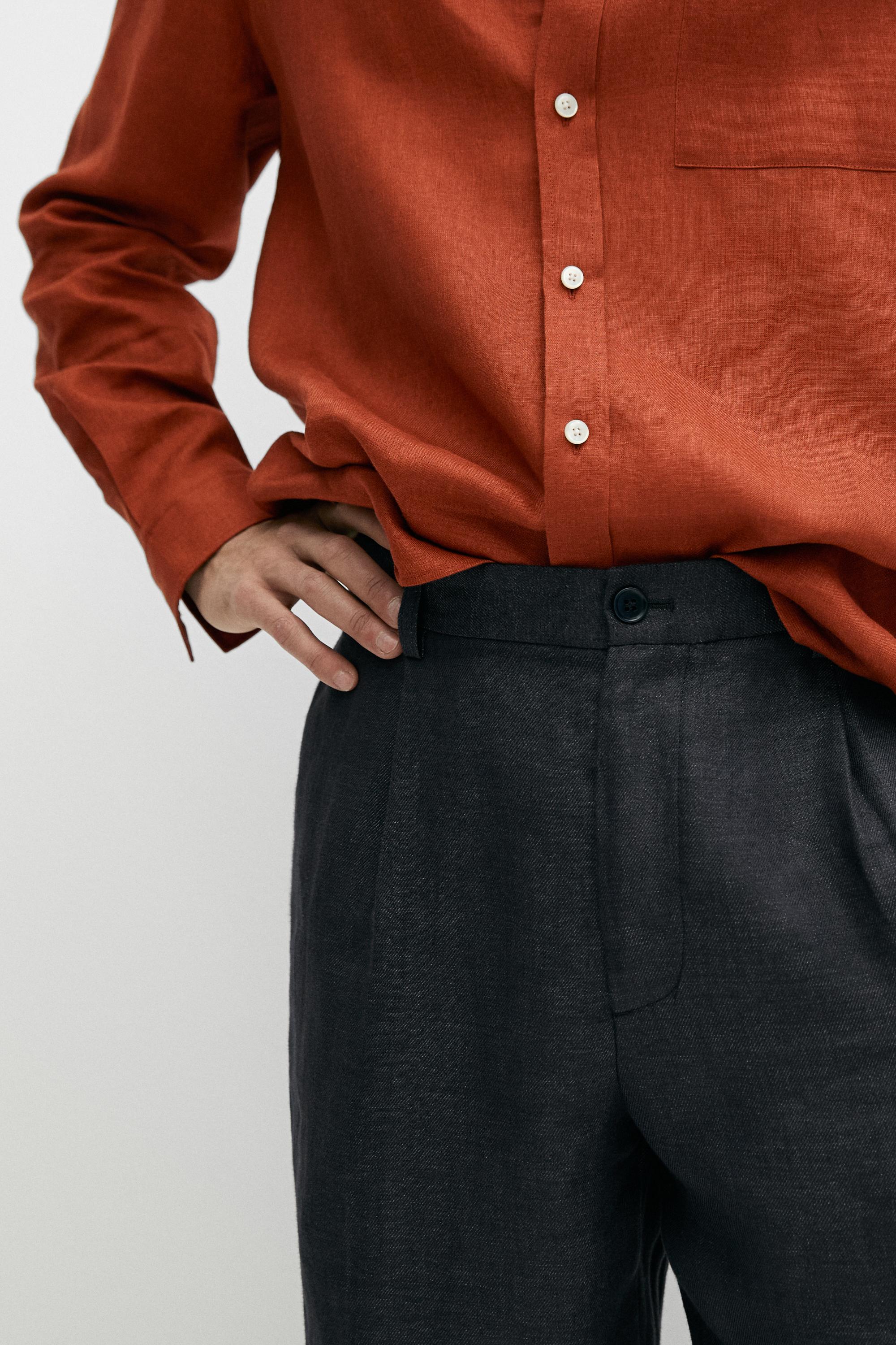 100% linen total look melange trousers